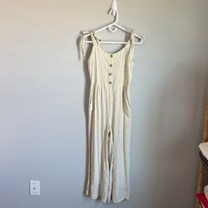 LOFT beach Striped Yellow and Tan Jumpsuit